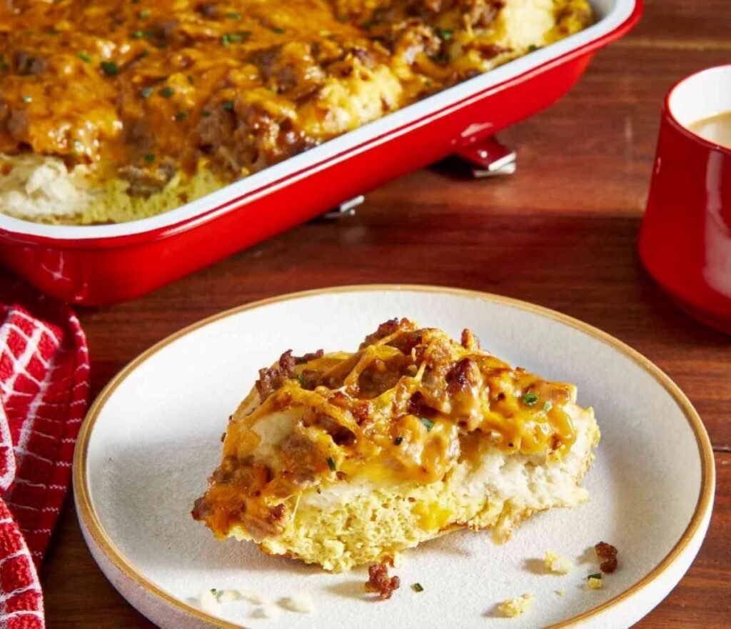 Breakfast casserole with biscuits
